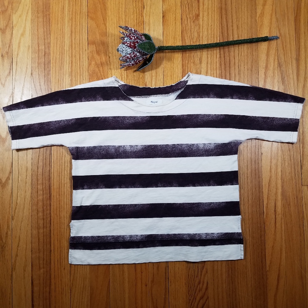 Madewell thick striped burgundy & white shirt Sz M